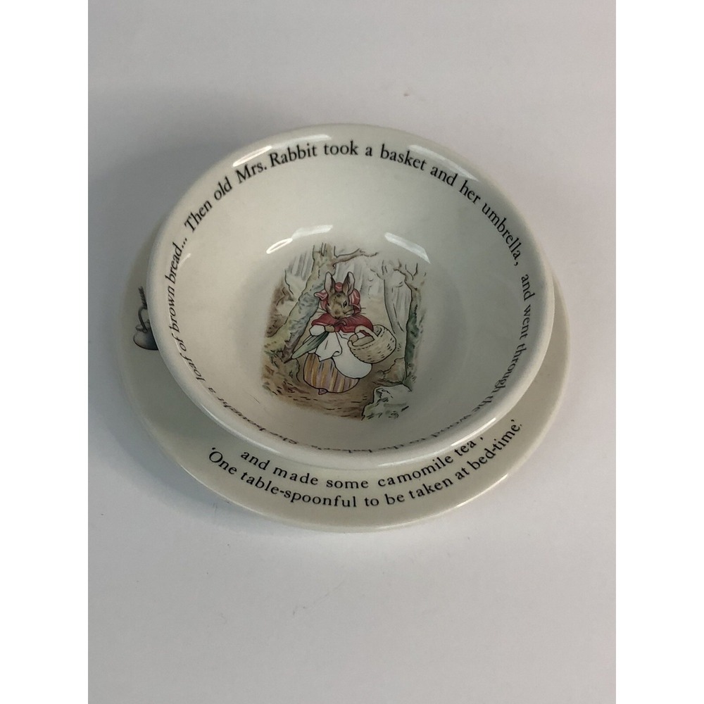 Beatrix Potter Bowl Cereal & Plate 2 Pc Nursery Set Peter Rabbit Baby